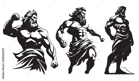 Greek God Zeus Vector Silhouette Illustration Of Acient Male Stock