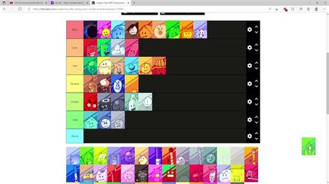 My Bfb Character Tier List Youtube