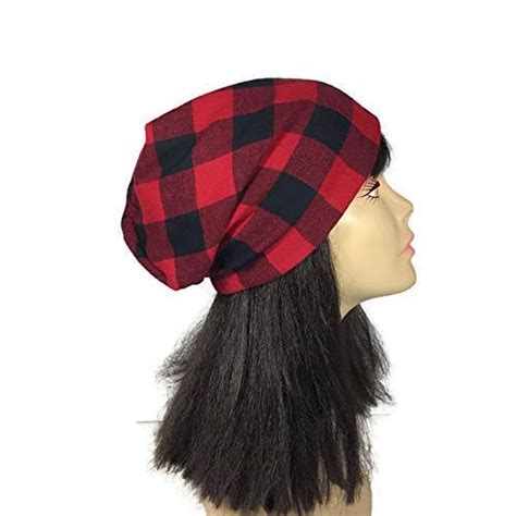 Buffalo Check Flannel Slouchy Hat Unisex Slouch Hats Unisex