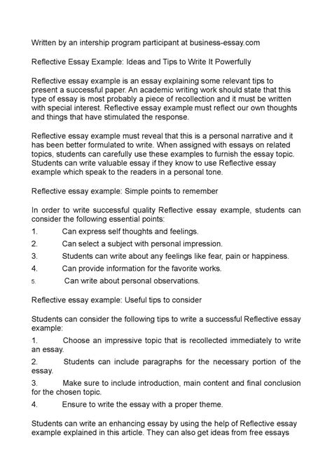 012 Essays Reflection Self Paper Example Leadership Essay