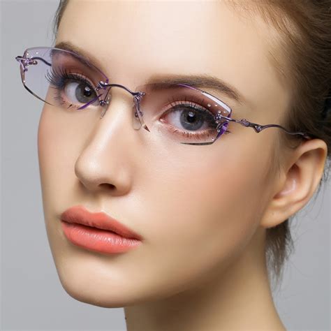 wholesale diamond glasses radiation resistant rimless glasses titanium glasses frame myopia