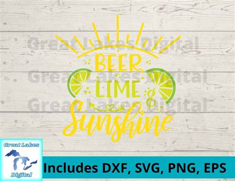 Beer Lime And Sunshine B W And Color Digital File Png Svg Etsy