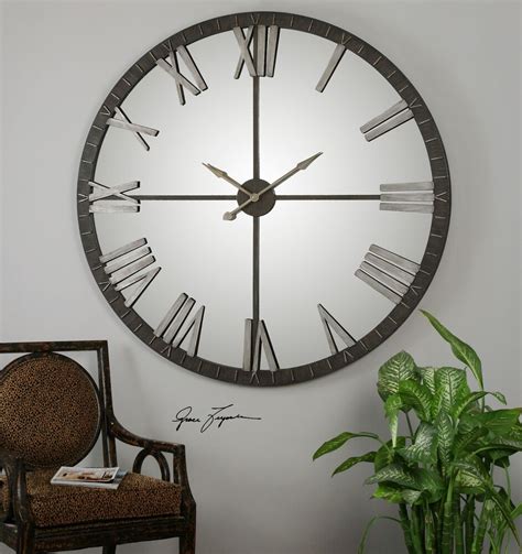 Mirrored Large Wall Clock In Rustic Bronze Mathis Brothers Furniture