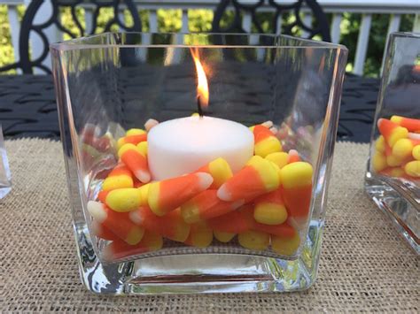 Easy Candy Corn Candle Centerpiece