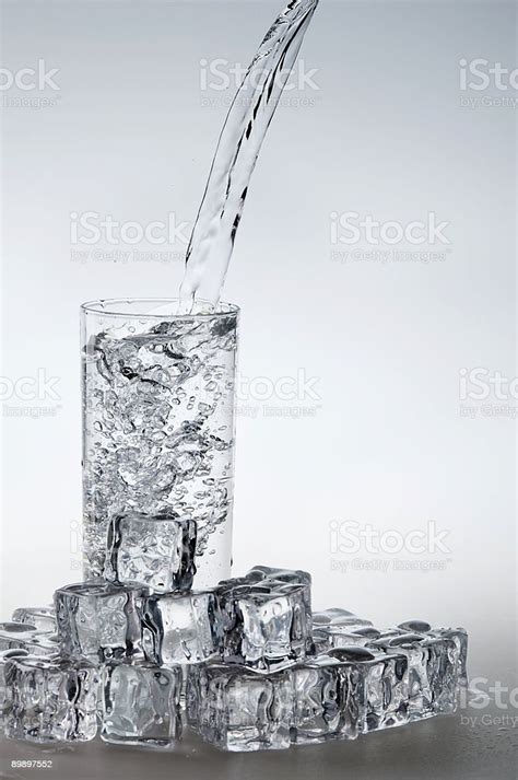 Pouring Mineral Water Stream Into A Glass Stock Photo Download Image