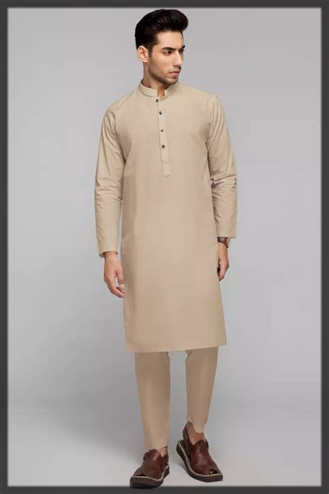 Gents Suit With Ban Neck Design Light Skin Gold Color Nameera By Farooq Lupon Gov Ph