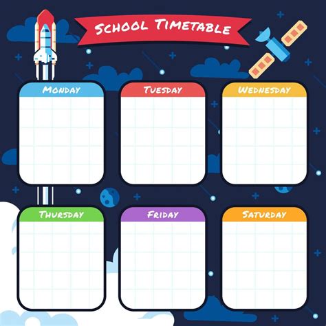 Weekly School Timetable Template With Space Themed 17781154 Vector Art