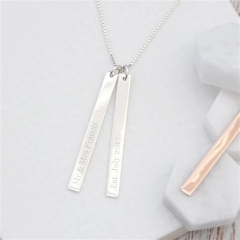 Sterling Silver Engraved Bar Necklace The Perfect Keepsake T