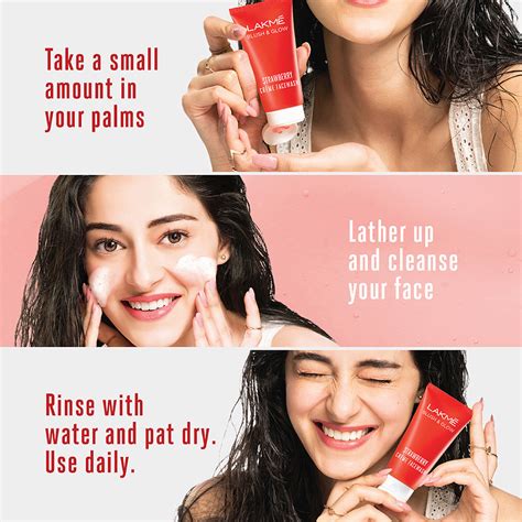 Lakme Blush And Glow Strawberry Creme Face Wash With Strawberry Extract