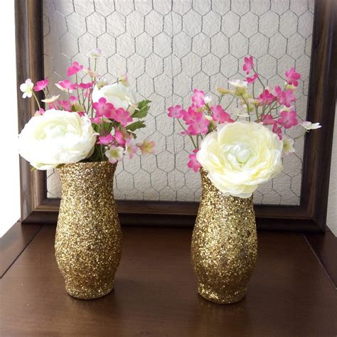Gold Glitter Vase Set Of 10 Wedding Vase Glitter By Lenoreloves
