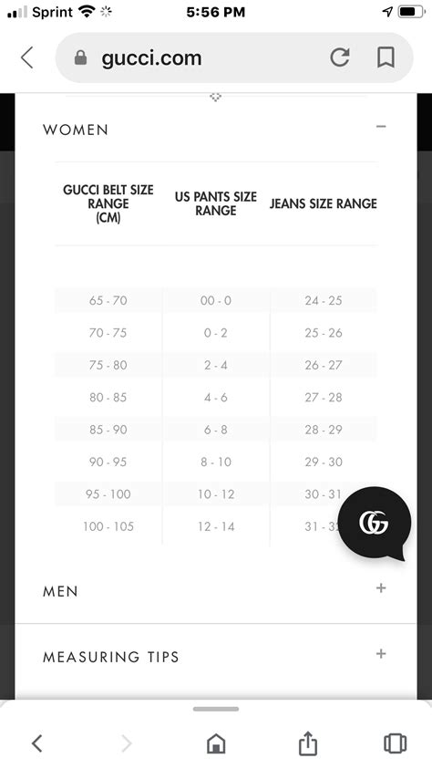 Gucci Belt Size Chart Mens