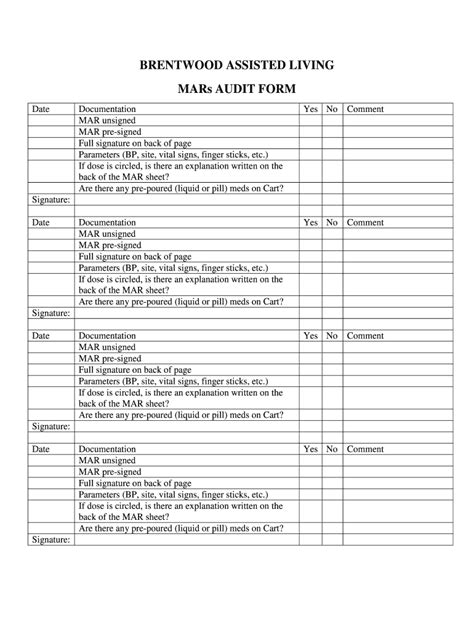 Printable Assisted Living Documentation Forms Printable Forms Free Online