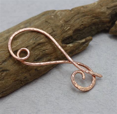 Copper Shawl Pin Scarf Pin Sweater Pin Sterling Brooch Charm Etsy