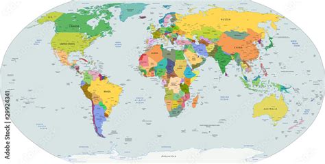Fototapeta premium Globalna mapa polityczna świata wektor 29924341