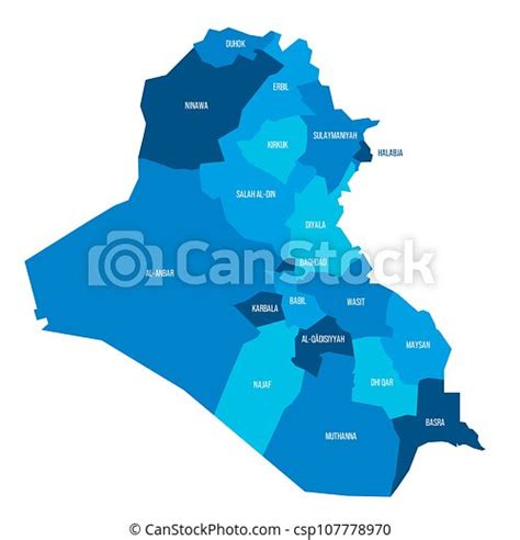 Iraq Political Map Of Administrative Divisions Governorates And