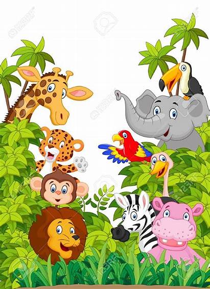 Cartoon Animal Jungle Happy Animals Zoo Vector