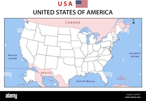 mapa de estados unidos mapa político de los estados unidos de américa mapa con países vecinos