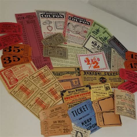 35 Colorful Tickets Coupons Sample Pack Vintage Paper Art Etsy