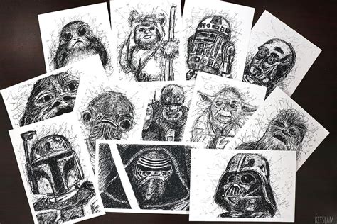 Star Wars Art Collection 12 Prints Star Wars Drawing Star Wars