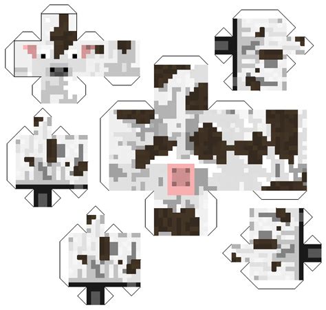 Papercraft White Cow W Brown Spots Minecraft Printables Minecraft