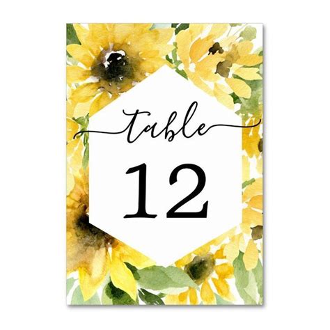Sunflower Table Numbers Sunflower Themed Wedding Wedding Table