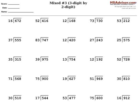three digit by two digit long division worksheet for 4th