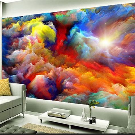 Modern Abstract Art Colorful Clouds Oil Painting Photo Wallpaper Dining Room Gallery Creative