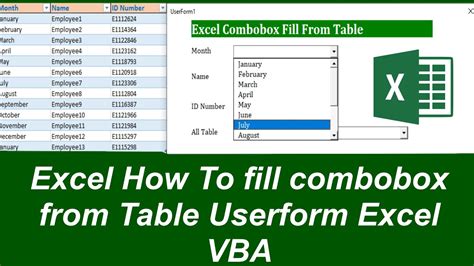 Excel Combobox Fill From Table Userform Excel VBA YouTube