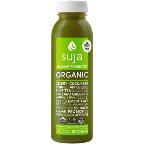 Suja Organic Radiant Probiotic Green Vegetables Juice Drink 12 Fl Oz