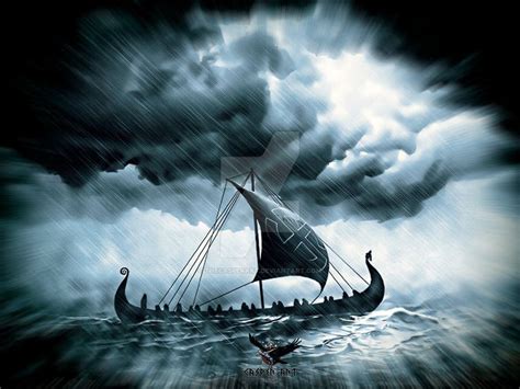 Drakkar On A Rough Sea By Thecasperart On Deviantart Viking Art