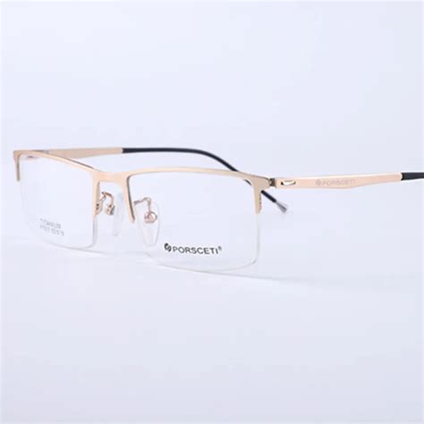 pure titanium spring hinges eyeglass frames half rim myopia lightweight glasses eyewear rx able