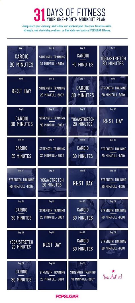 31 Day Of Fitness Your One Month Workout Plan Month Workout