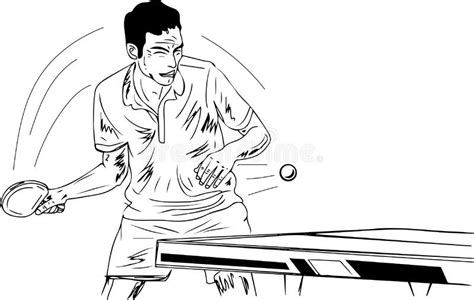 A Vector Illustration Of A Professional Table Tennis Player In Action