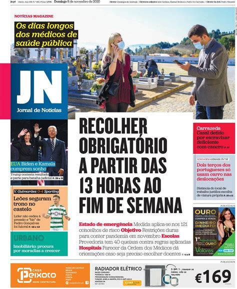 Capa Jornal De Notícias 8 Novembro 2020 Capasjornaispt
