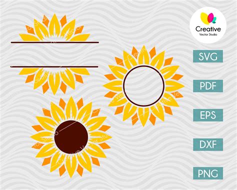 Sunflower Svg Dxf Png Monogram Bundle 3 Creative Vector Studio
