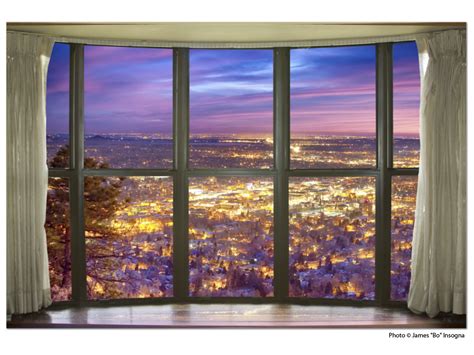 City Lights Bay Window View 32″x48″x125″ Premium Canvas Gallery Wrap