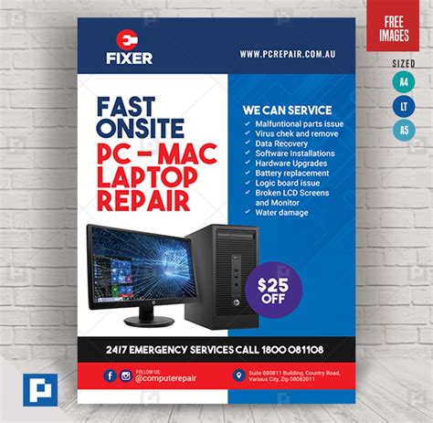 Pc And Mac Repair Center Flyer Psdpixel Computers For Sale Flyer