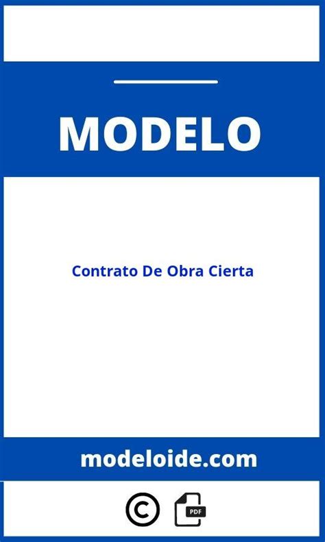Modelo De Contrato De Obra Cierta Word Pdf Formato