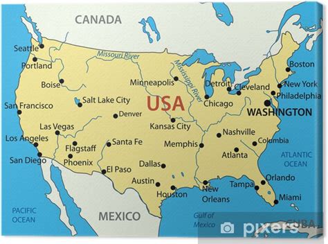 Canvas De Verenigde Staten Van Amerika Vector Kaart • Pixers® We