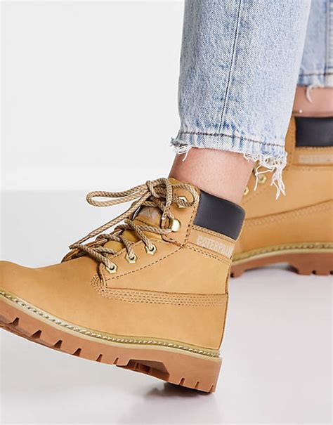 cat footwear lyric lace up boots in honey asos