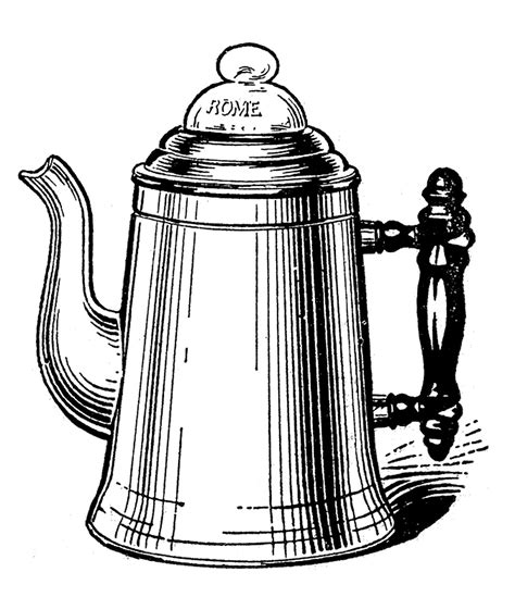 Vintage Kitchen Clip Art Tea Kettle And Coffee Pots The Graphics Fairy