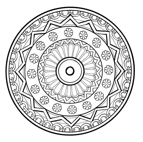 Mandala végétal à colorier Mandalas sur le thème des Fleurs et végétation