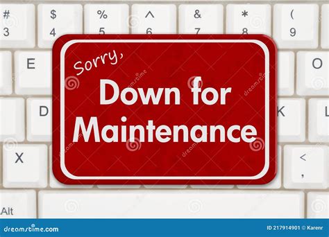 Down For Maintenance Message On A White Keyboard Stock Image Image Of