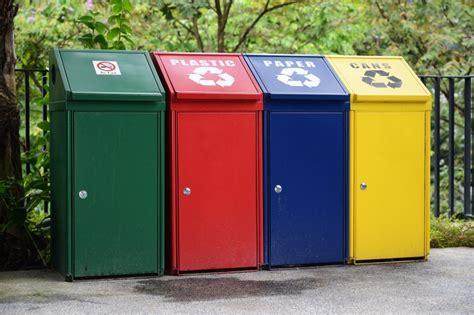 Recycle Waste Bins Different Trash Types Color Contai