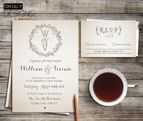 Rustic Wedding Invitation Printable Printable Wedding Etsy