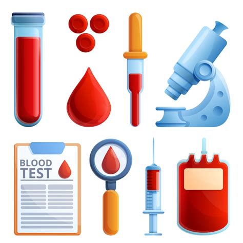 Premium Vector Blood Test Icons Set Cartoon Style