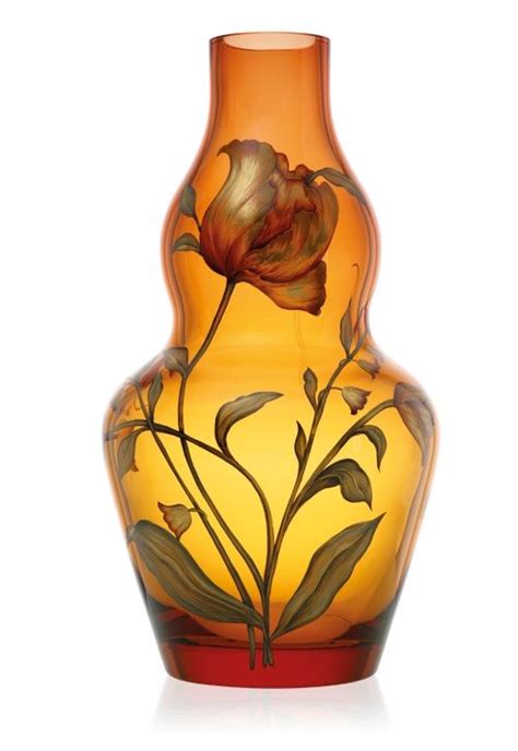 Exquisite Royal Crystal Glass Moser Art Kaleidoscope Vase Tulips Art Glass Museum