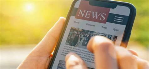 Online News On Mobile Phone Close Up Of Smartphone Screen Woman Reading Articles In