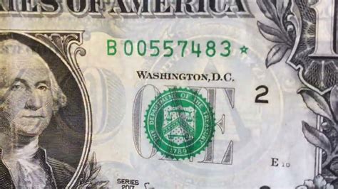 Dollar Bill Star Note With Serial Number Youtube