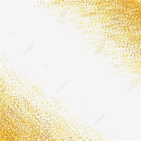 Corner Golden Frame White Transparent Golden Glitter Corner Border